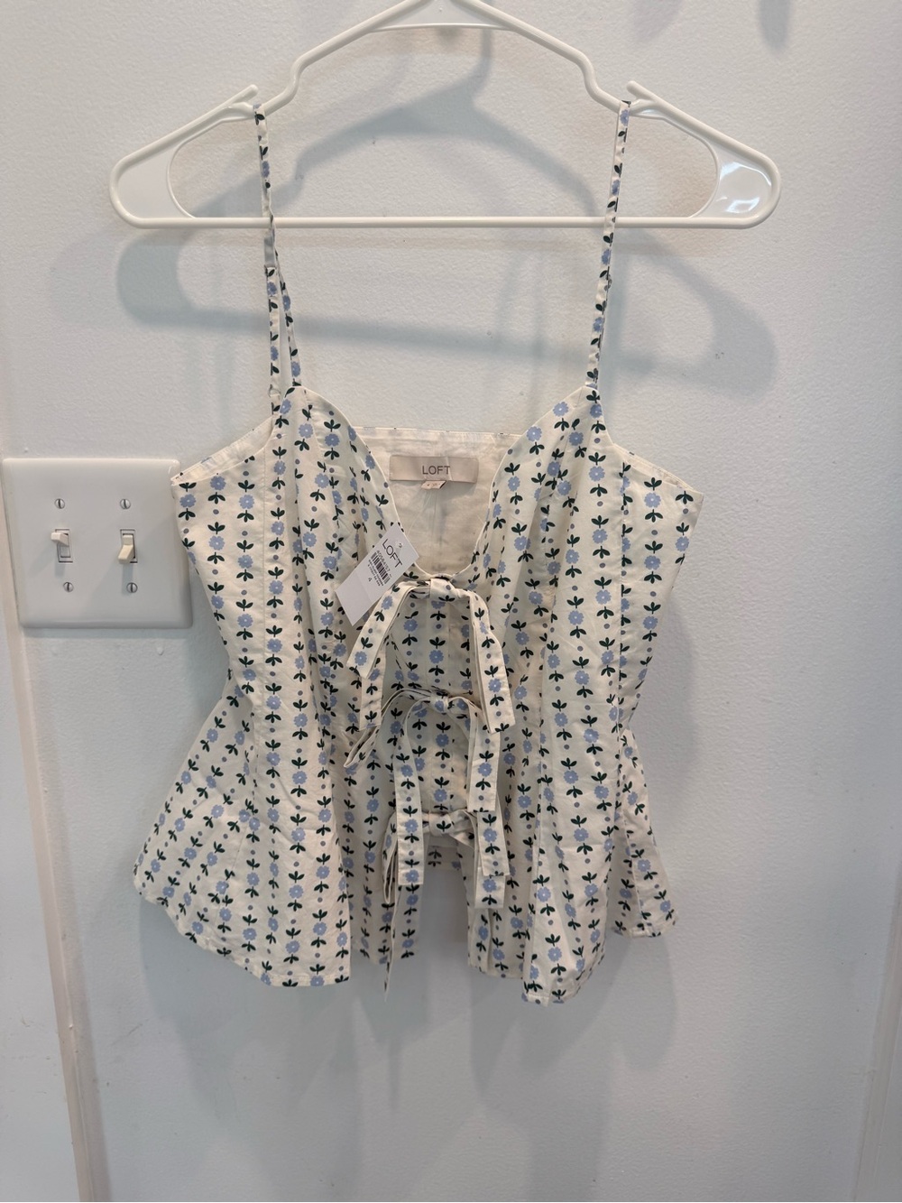 LOFT Floral Poplin Bow Peplum Cami Size 4